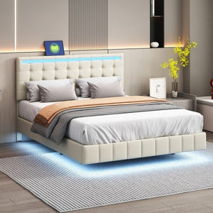 Modern Hanging Bed with Color Changing Lights