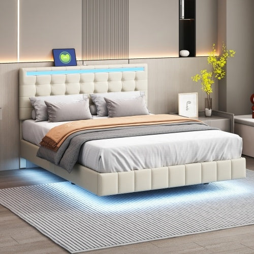 Modern Hanging Bed with Color Changing Lights