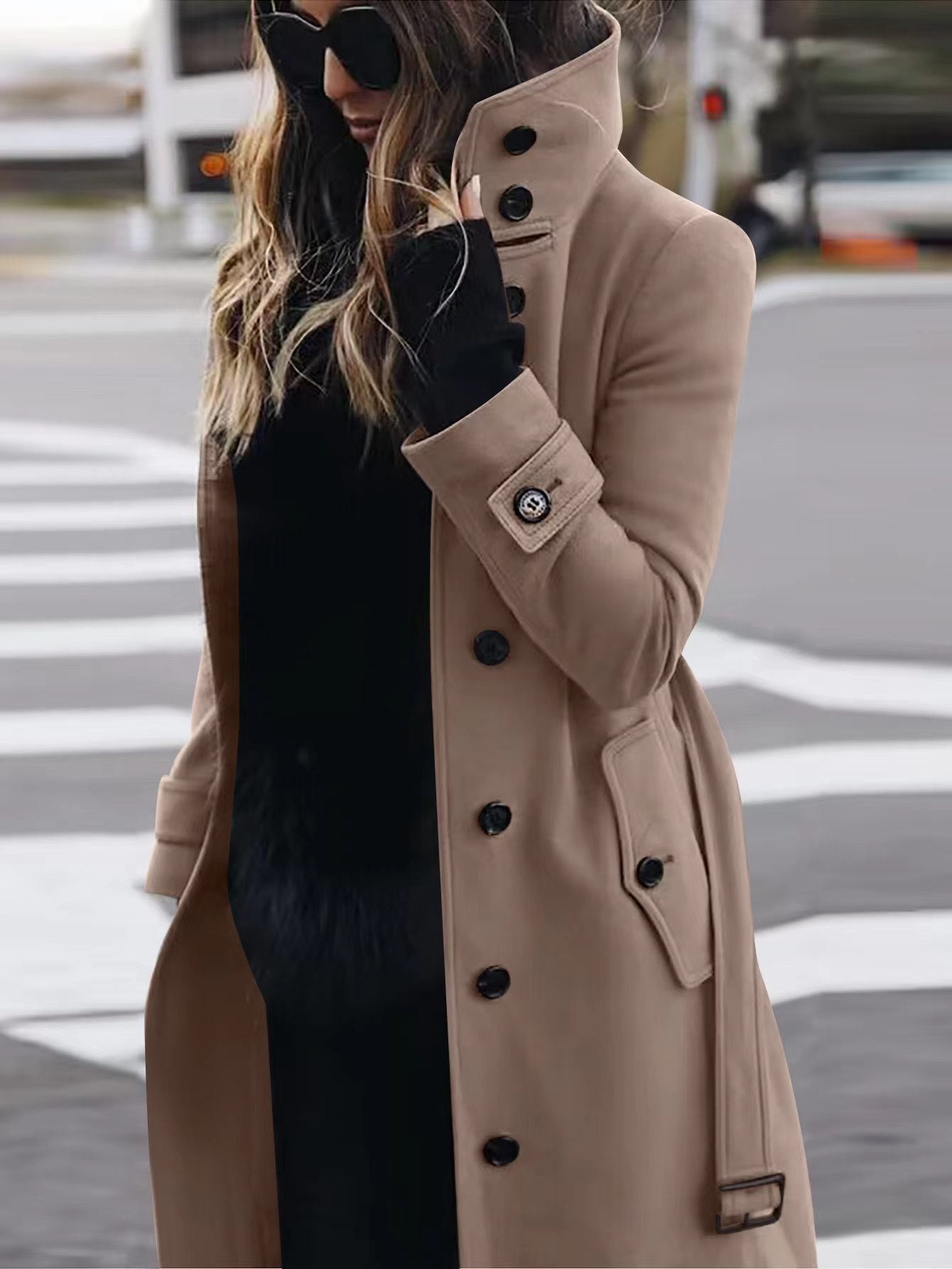 chic woolen coat casual office wear