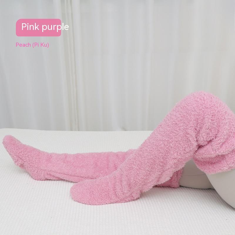 Stretchable fuzzy over knee stockings