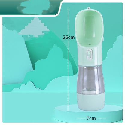 Green pet water bottle with measurements on a green background