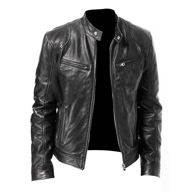 men's winter leather jacket - Men-s Jackets - PU Leather Zip-Up Jacket