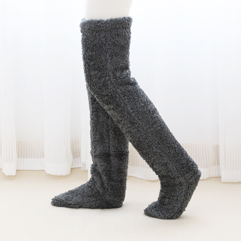 plush winter leg warmers - Socks - Over Knee High Fuzzy Long Winter Socks