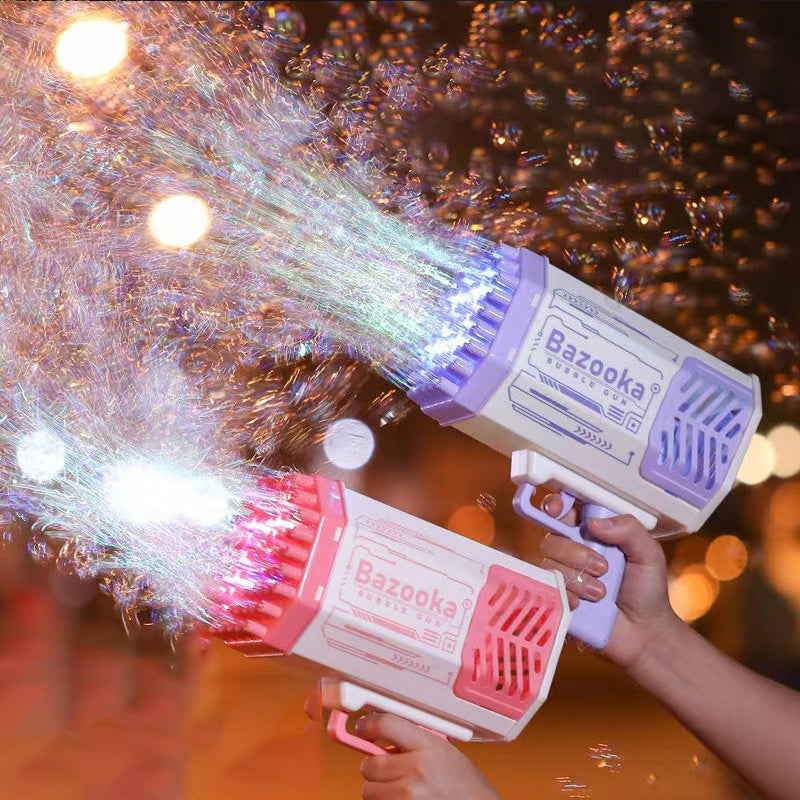 69-Hole Bubble Rocket Launcher Gun with LED Lights
